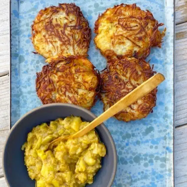 Siena Farms Turnip & Potato Latkes with Apple Amba & Maple Labne